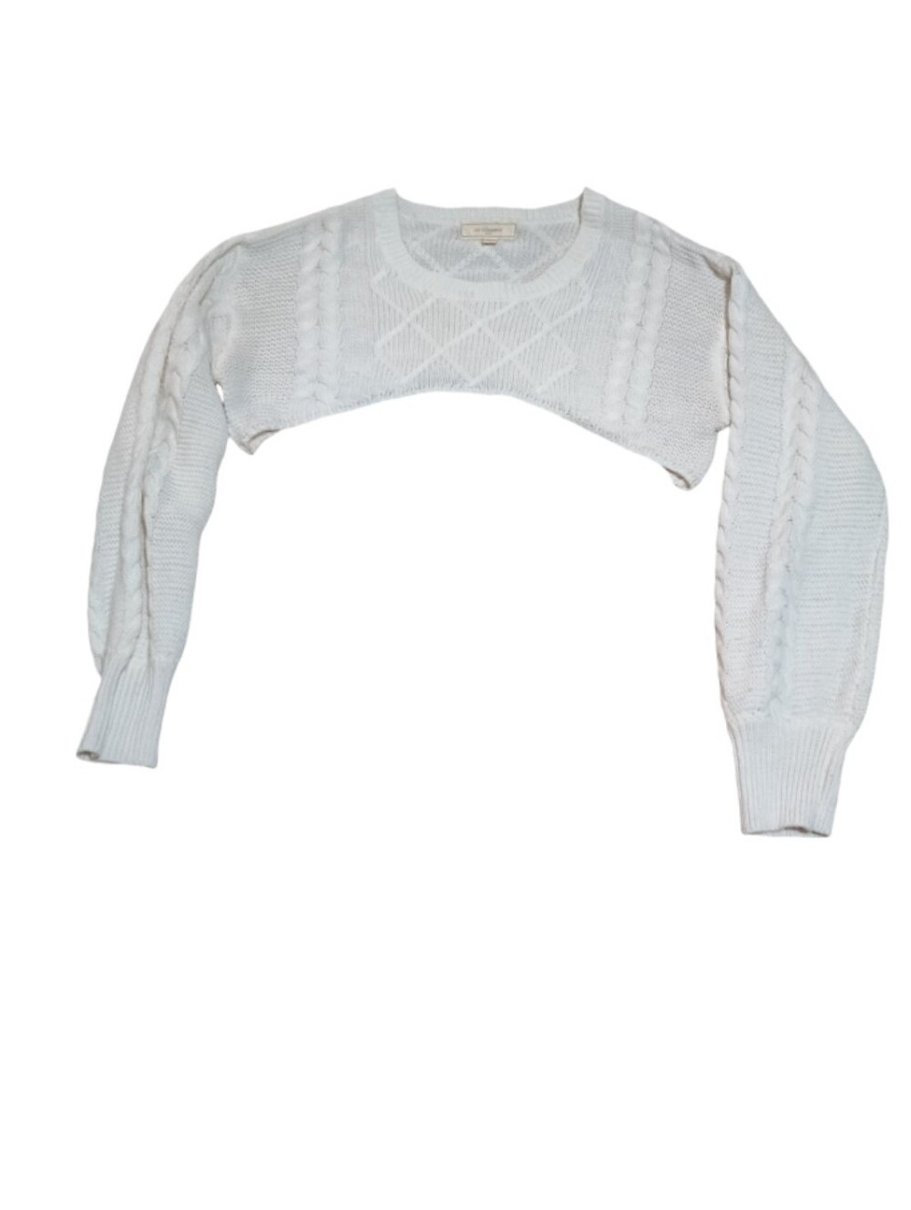 No Comment NY•LA White Cable Knit Cropped Bolero